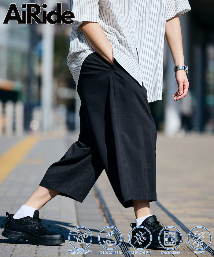AiRide/Air Ride Wide Silhouette Squeequid Pants/Pocketable/Quick Dry/UV Cut [Limited Edition] - Charcoal Gray