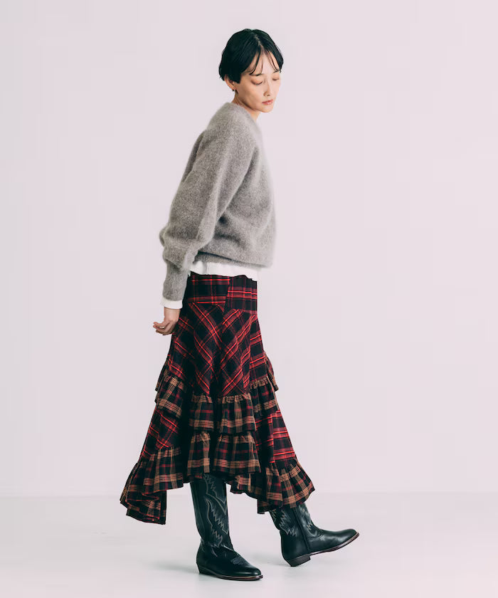 Nell Check Asymmetrical Frill Skirt