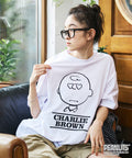 PEANUTS/Peanuts Custom Big Silhouette Crew Neck T-Shirt/Charlie Brown/Heart Eye [Limited Edition] - White