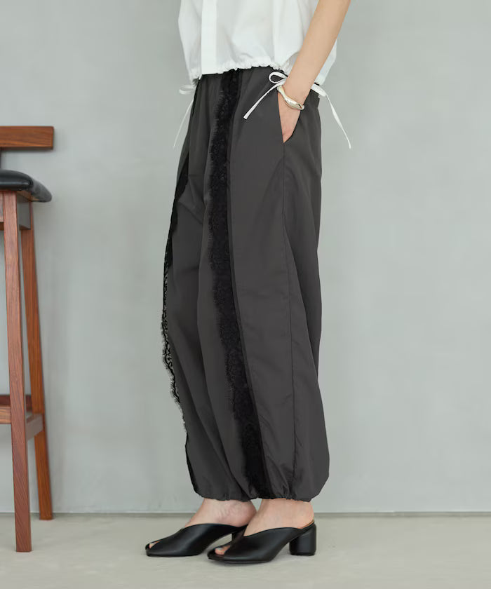 Nylon Lace Easy Wide Pants