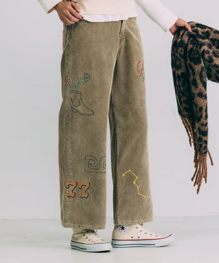 Chain Stitch Corduroy Pants