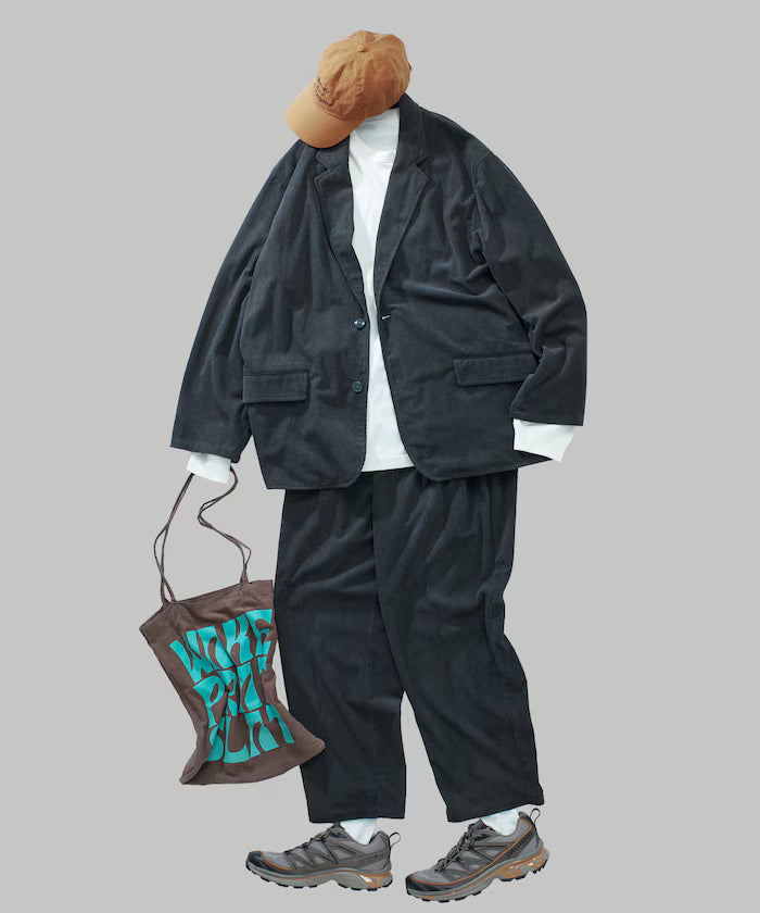 Relax Fit Corduroy Setup / Tailored Jacket / Wide Pants 【Limited Edition】 - Charcoal Gray