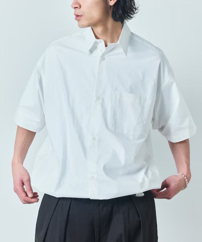 Wide silhouette spindle regular collar short sleeve shirt / hem code [limited edition]