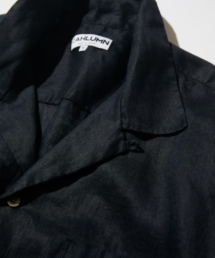 Linen Open Collar Short Sleeve Shirt