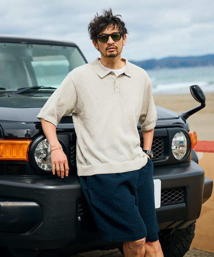 Dry Touch Boucle Yarn Knit Polo Shirt