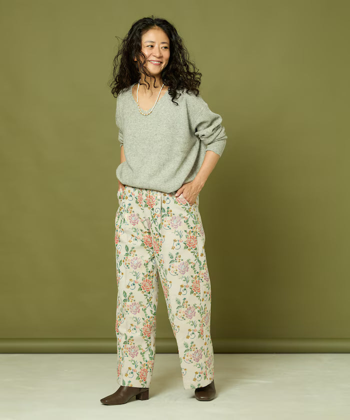 Flower Jacquard Wide Pants