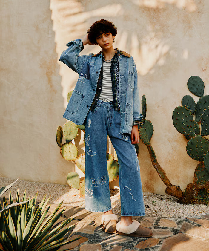 Chain Stitch Wide Denim
