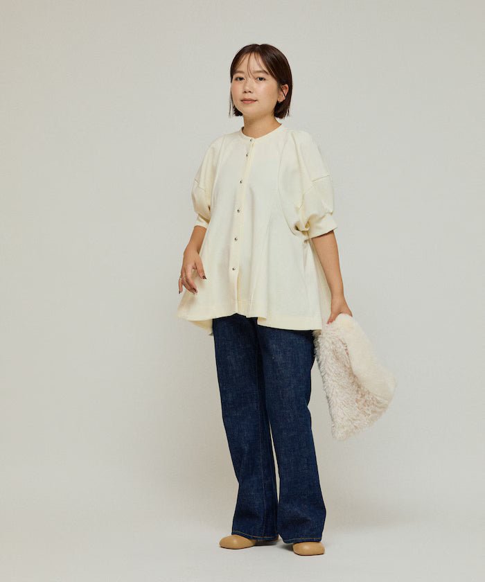 Cardigan with Peplum and Puff Sleeves