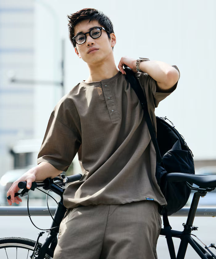 AiRide/Packable Setup/Henley Neck Pullover/Shorts/Packable/Quick-Drying/UVA Cut 【Limited Edition】