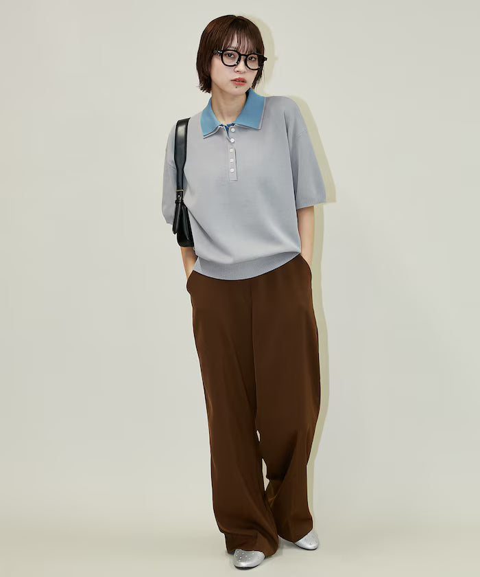 Color Scheme 2-Panel Collar Short Sleeve Knit Polo Shirt Limited Edition