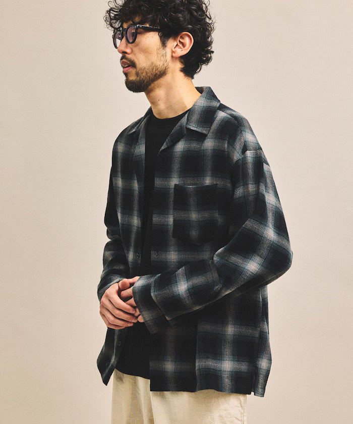 Pre-dyed ombre check sheer shirt relaxed fit