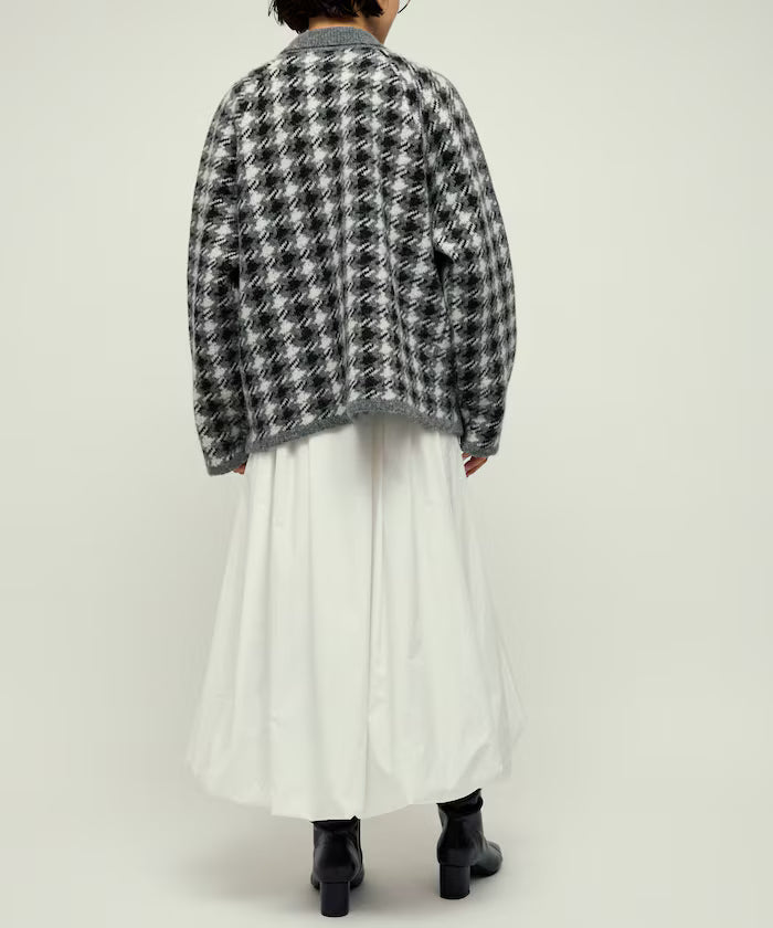 Wool Blend Gancube Check Knit Zip Blouson