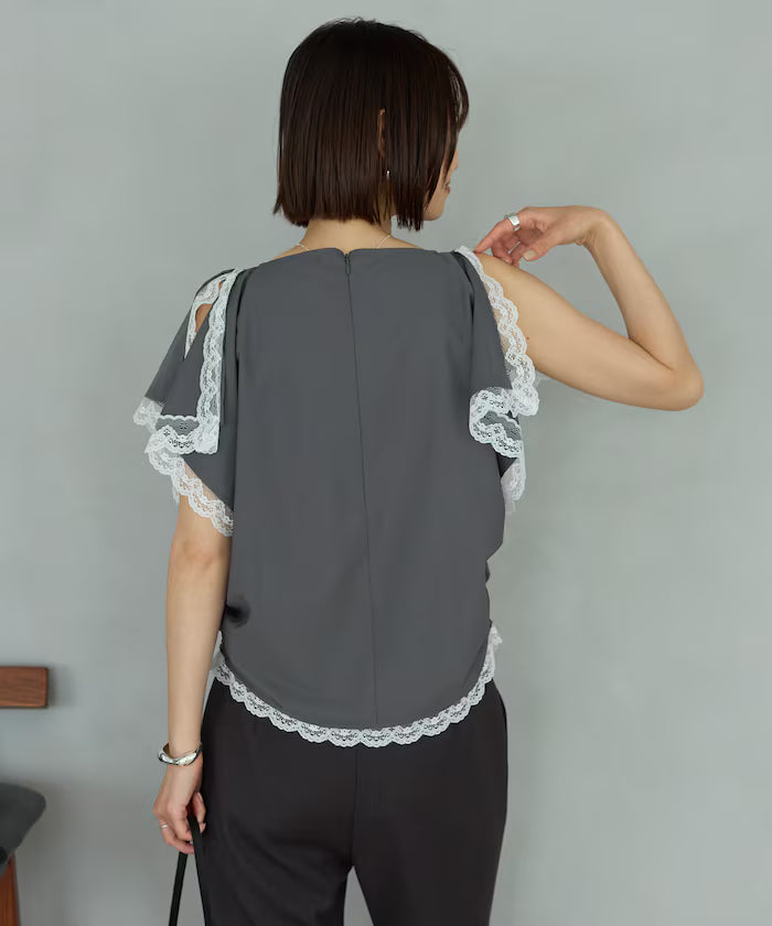 Handkerchief Sleeve Shirring Blouse
