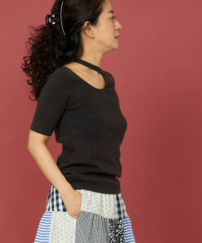 Eyelet Frill Deformed T-Shirt