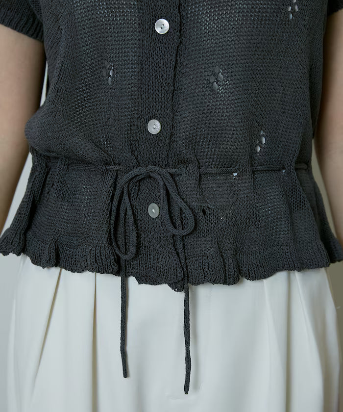 Linen Touch Eyelet Knit Cardigan Limited Edition
