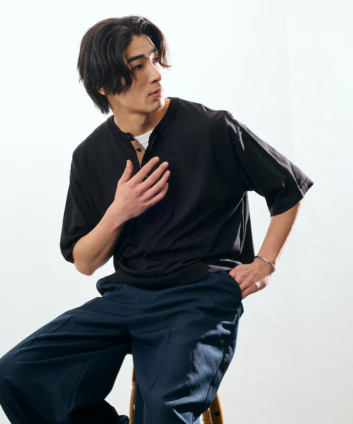 Relax Fit Relax Fit Cool Touch Color Block Henry Neck Pullover 【Limited Edition】