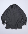 Relax Fit Linen Mix Band Collar Pullover Shirt [Limited Edition] - Charcoal Gray