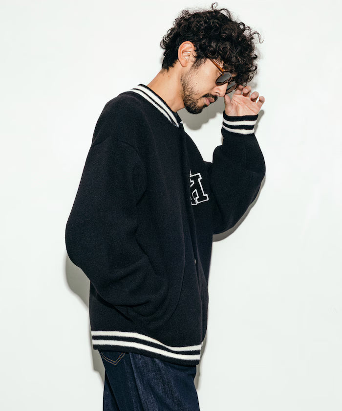 Relaxed Fit Logo Knit Varsity Jacket