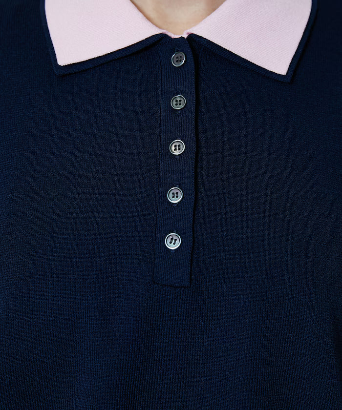 Color Scheme 2-Panel Collar Short Sleeve Knit Polo Shirt Limited Edition
