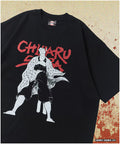 【June 12 12:00 Sale Start】 Baki 'Unyielding / Chiharu Shiba' Print Crew Neck T-Shirt - Black