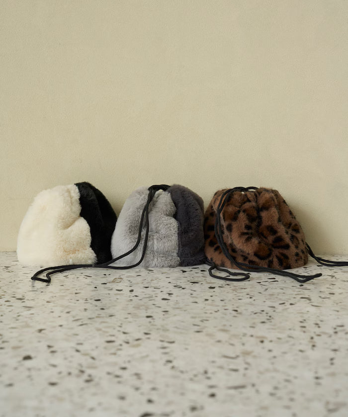 Fake Fur Mini Drawstring Bag