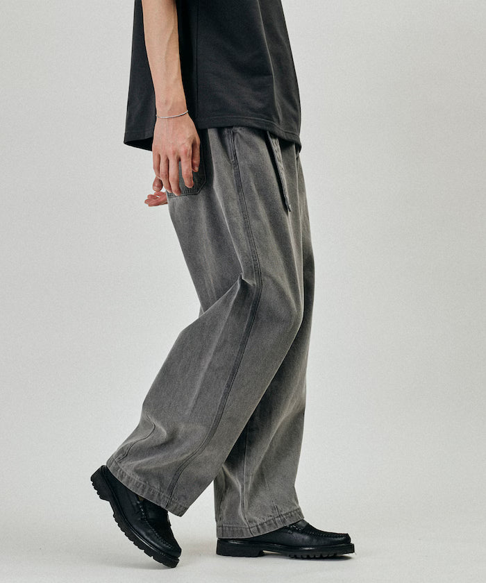 BELTED WIDE DENIM