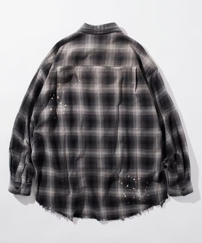 Relax Fit Relaxed Fit Bleached Ombre Check Flannel Shirt [Limited Edition]