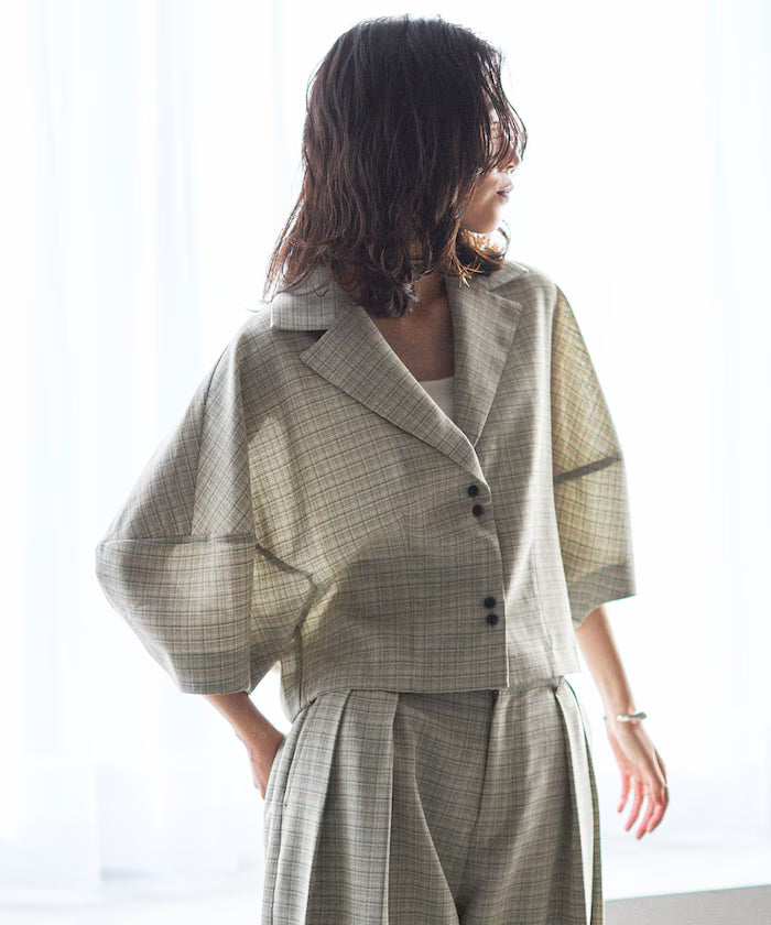 Balloon Sleeve Shirt with Karami Check / Compatible with Set Up - Released on March 11 at 12:00