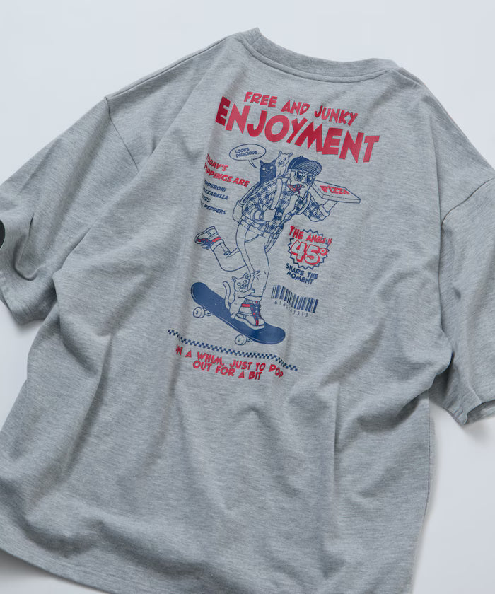 Limited Edition Big Silhouette Back Print T-Shirt SKATE MAN - Gray