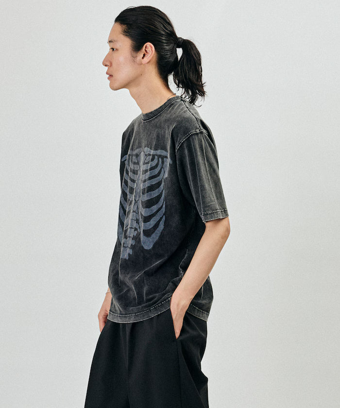 Bone Print Powder Bleach Crew Neck T-Shirt