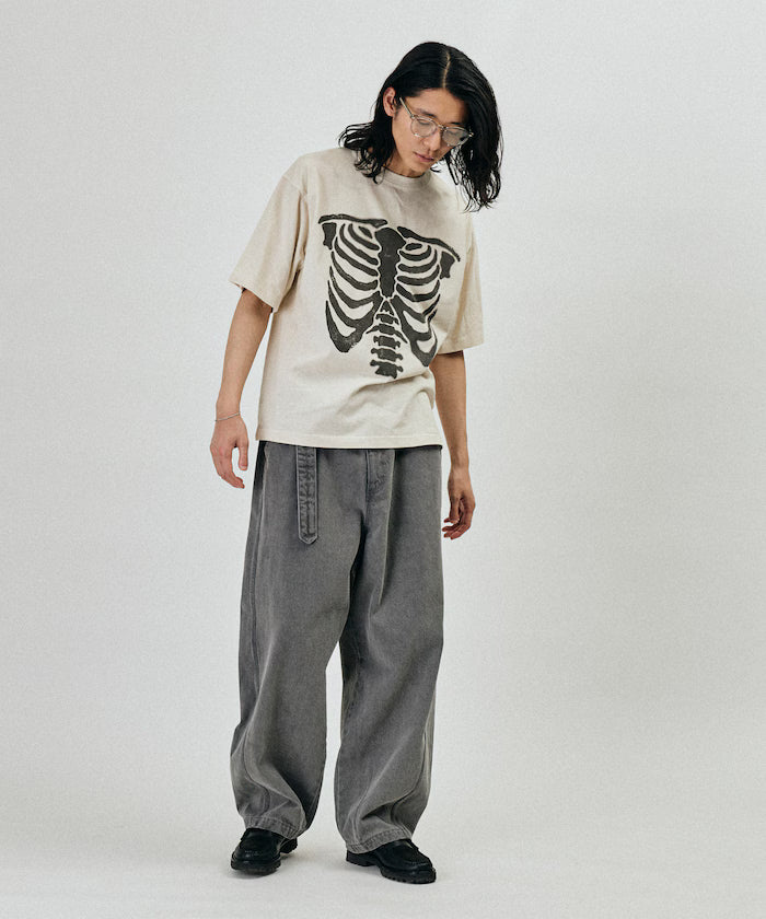 Bone Print Powder Bleach Crew Neck T-Shirt