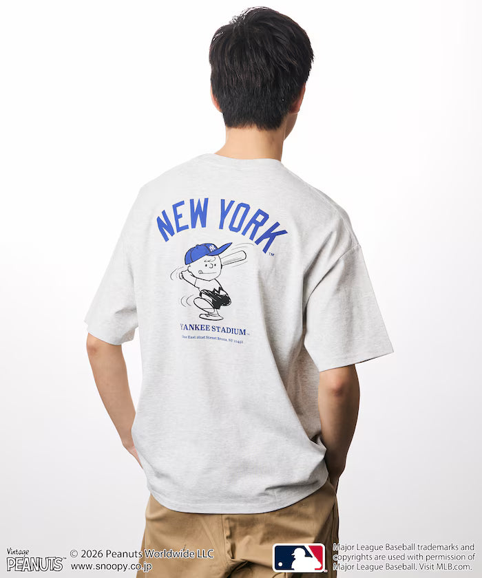 PEANUTS×MLB Exclusive Big Silhouette Back Print T-Shirt / YANKEES 【Limited Edition】