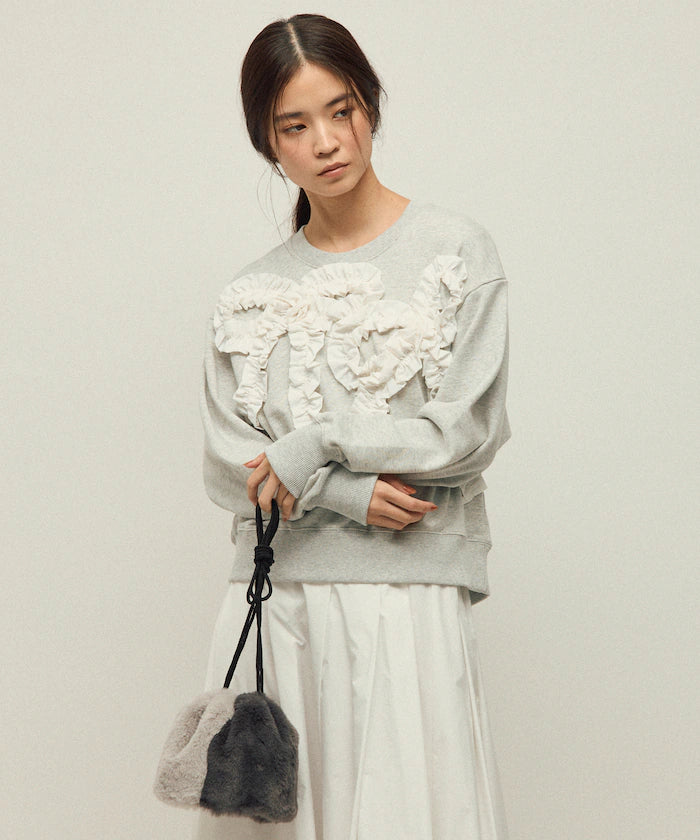 Organic Cotton Gather Ribbon Sweat / Relaxed Fit / French Terry Sweat