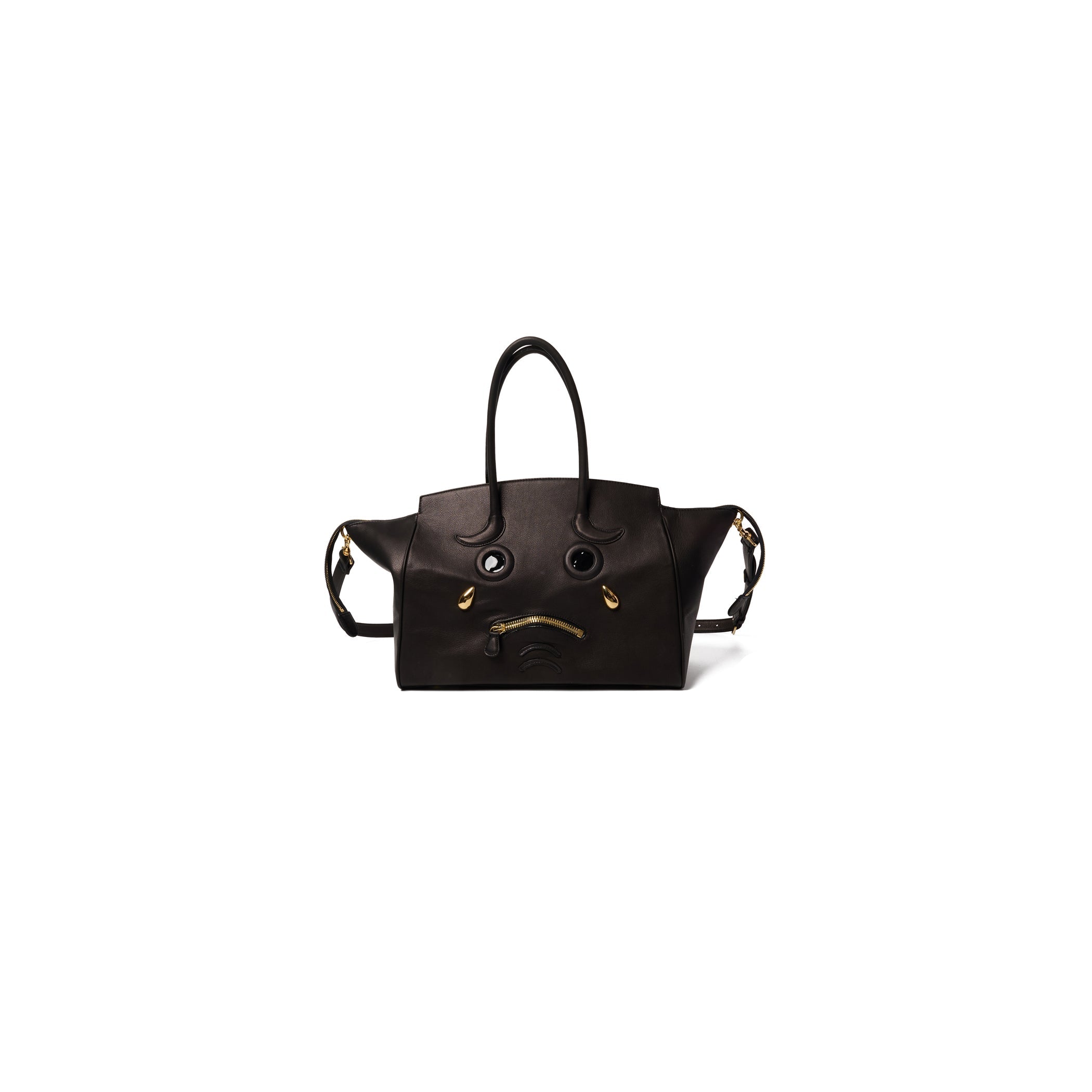 PLEADING EMOJI LEATHER BAG : BLACK - BLACK