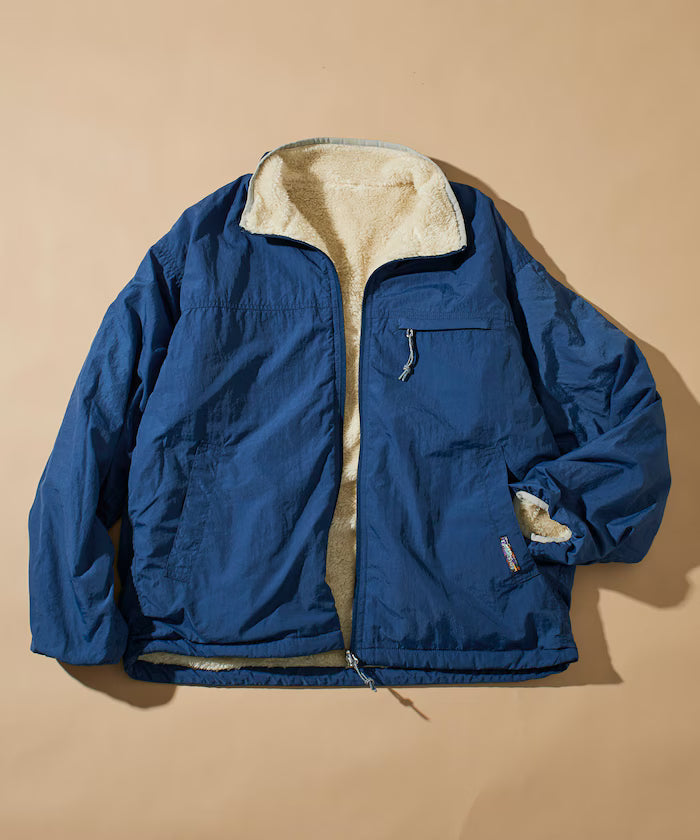 Relaxed Fit One Point Logo Reversible Nylon Fleece Jacket