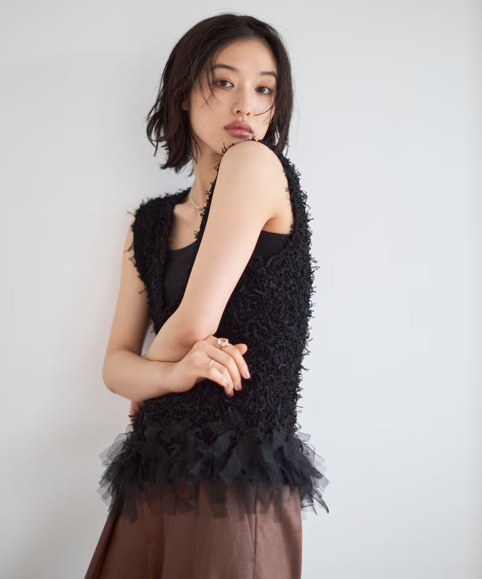 2WAY Fringe Hem Knit Vest