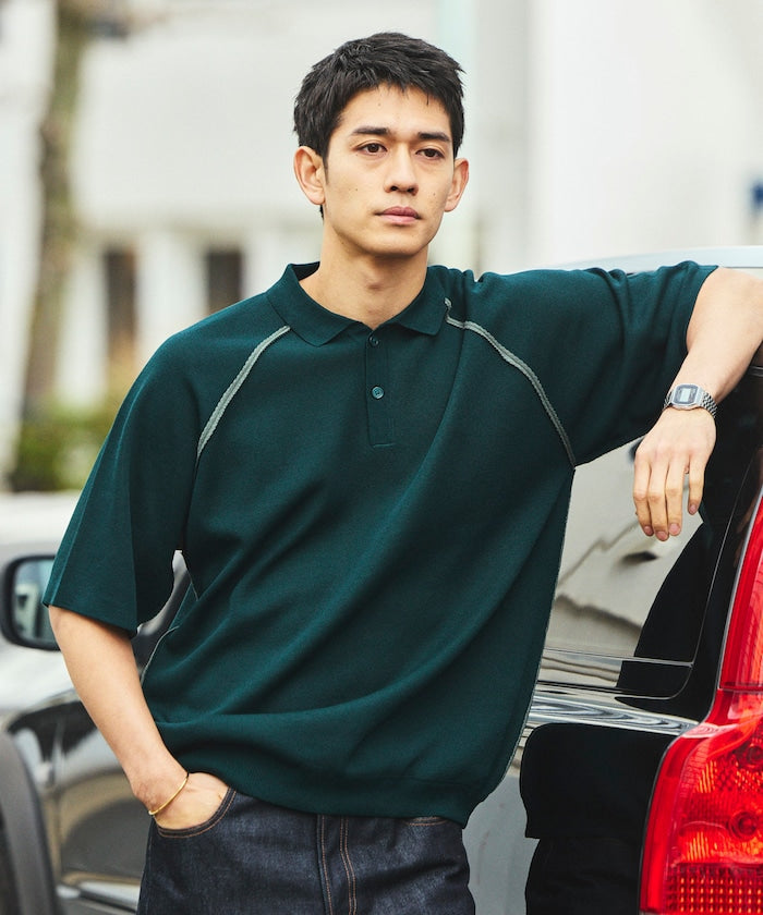 COOL TOUCH Double Face Color Polo Neck Knit Pullover Contact Cooling