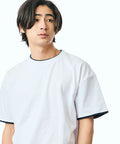Limited Edition Relaxed Fit Color Block Fake Layered Crew Neck T-Shirt - White