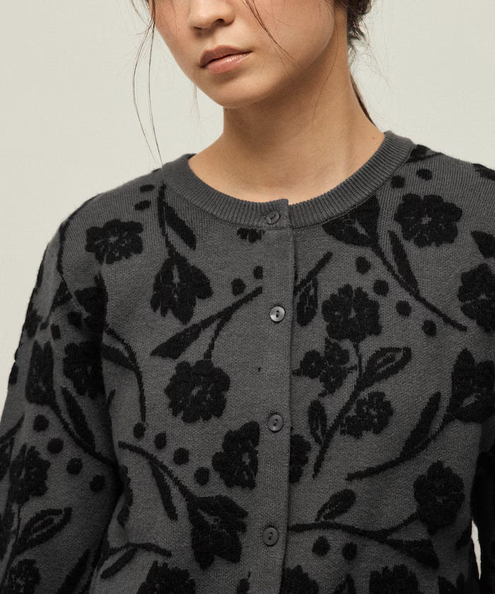 Flower Jacquard Knit Cardigan