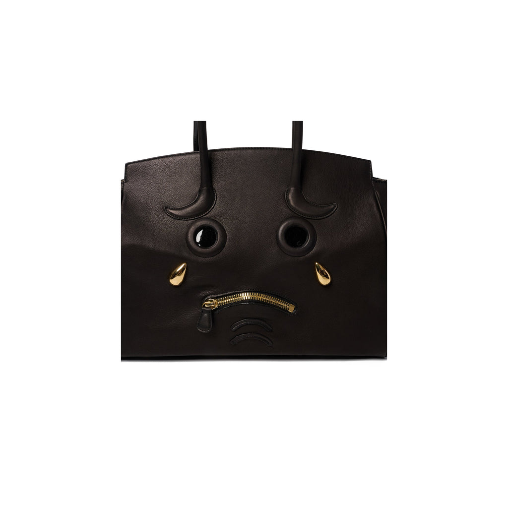 PLEADING EMOJI LEATHER BAG : BLACK