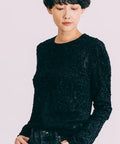 Mesh Velour Top - Black