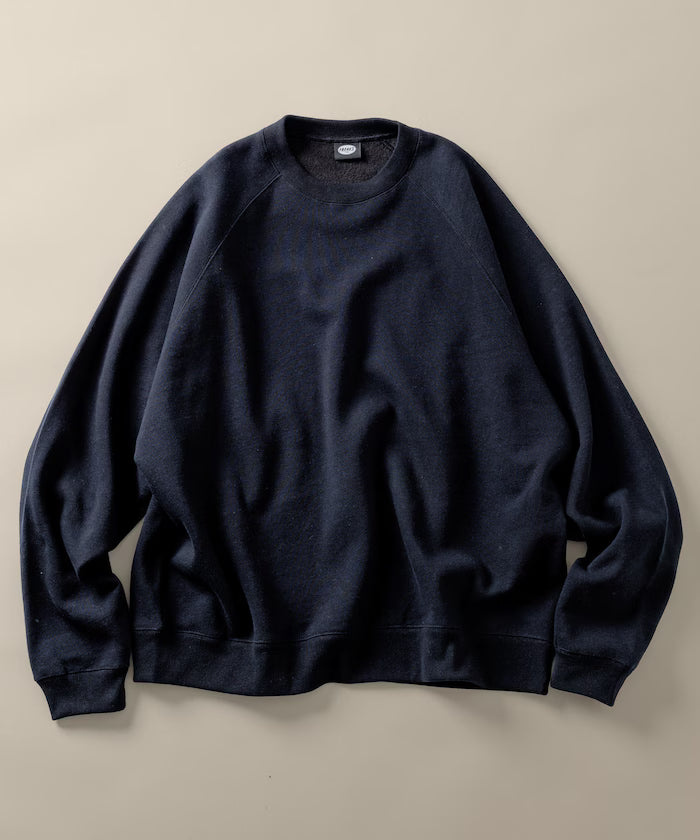 12oz Heavyweight Big Silhouette Raglan Sleeve Crew Neck Sweatshirt 【Limited Edition】 - Black