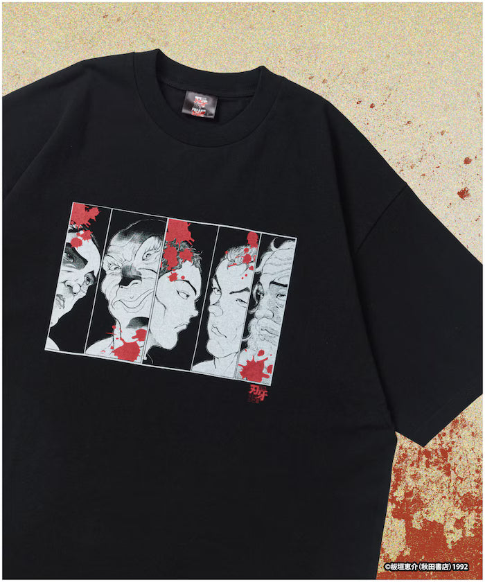 [June 12 12:00 Start of Sale] Baki 'I Want to Know Defeat / The Most Evil Death Row Prisoner' Print Crew Neck T-Shirt - Black