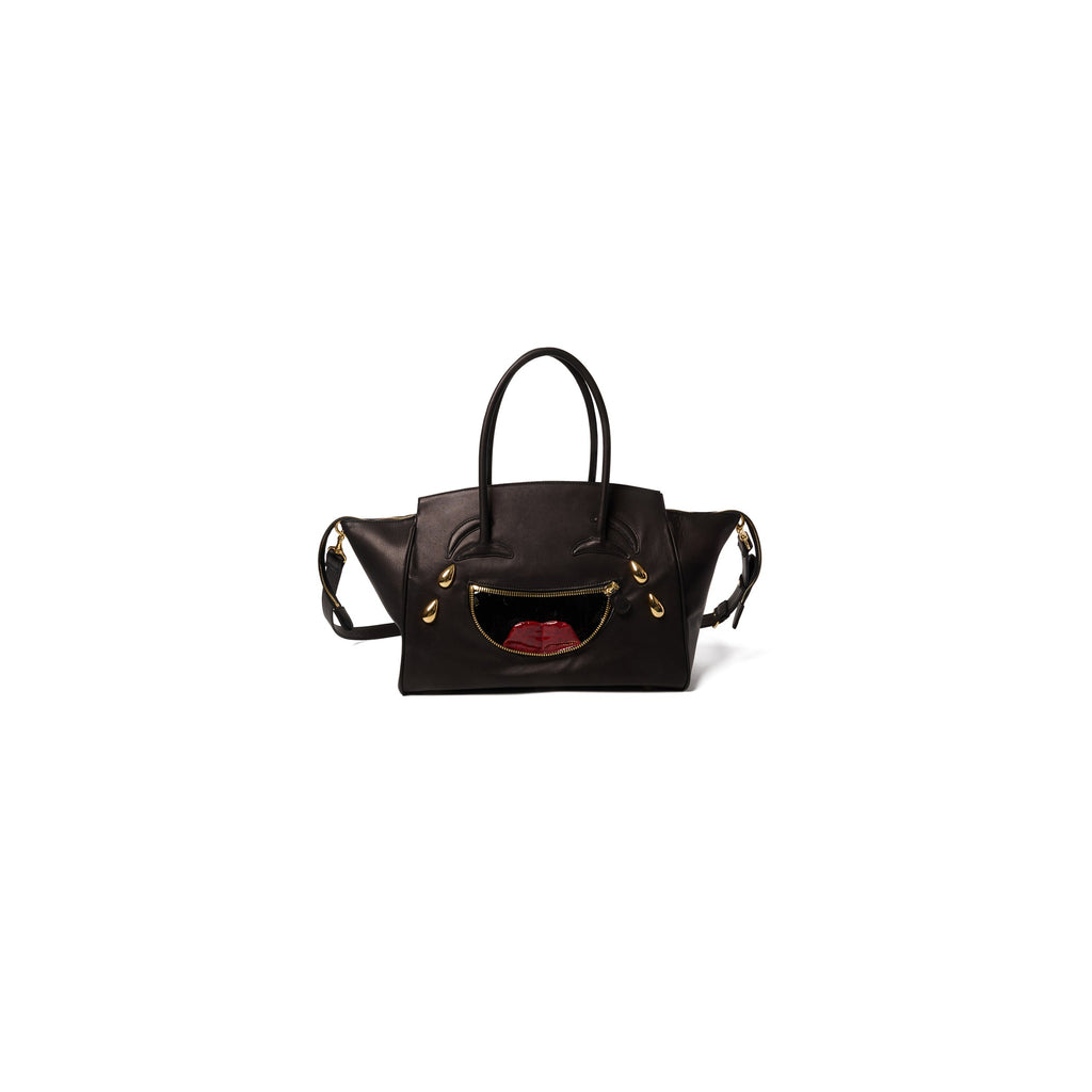 LAUGHING EMOJI LEATHER BAG : BLACK - BLACK