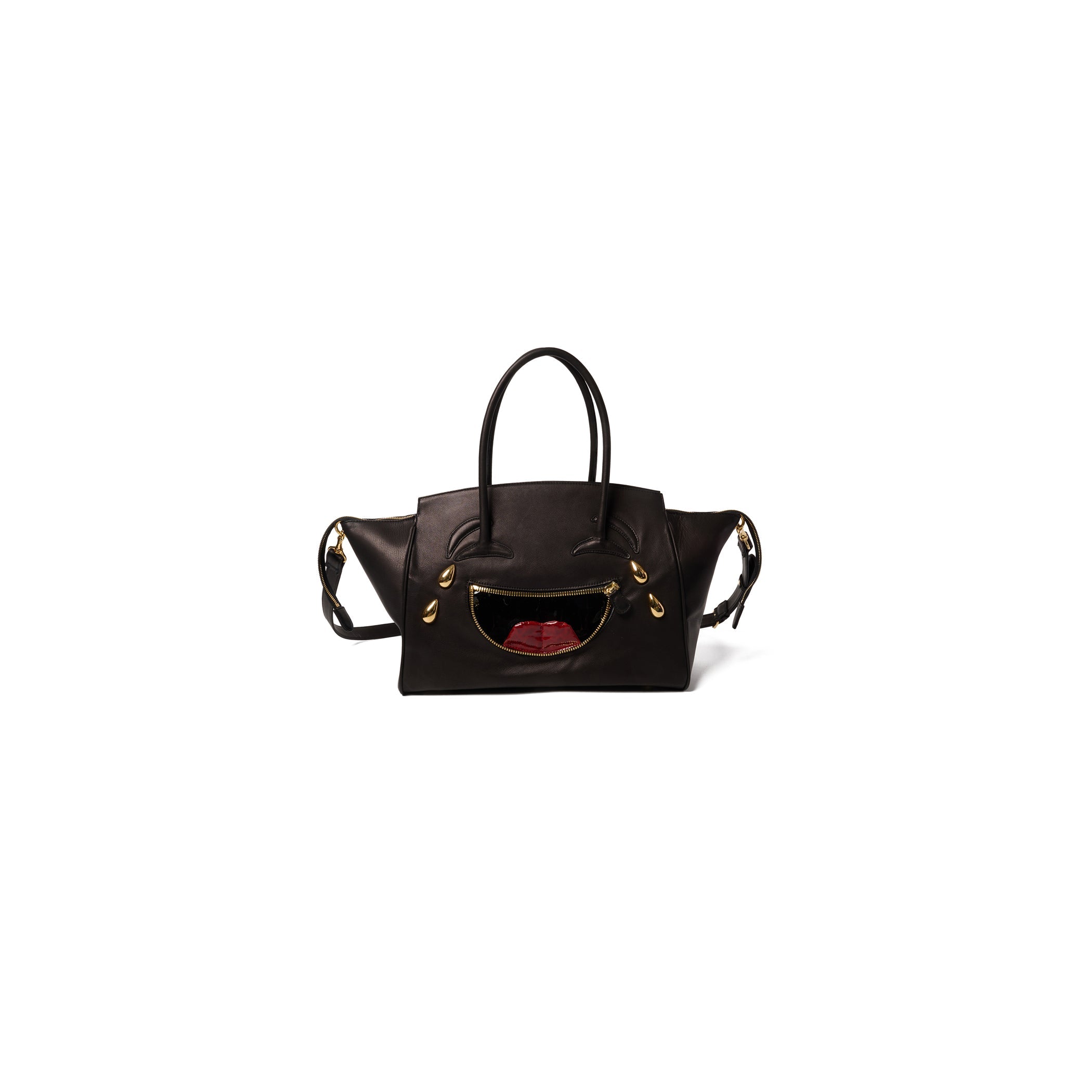 LAUGHING EMOJI LEATHER BAG : BLACK - BLACK