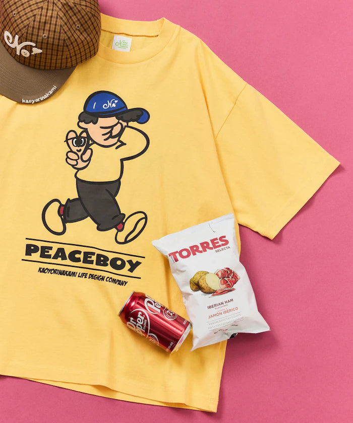 [May 22 12:00 Start of Sales] kaoyorinakami × FREAK'S STORE / Kaoyorinakami Special Order Peace Boy Tee - Yellow