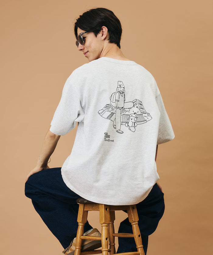 tombonia/Tombonia Back Print Crew Neck Pocket T-Shirt/Skate Boy