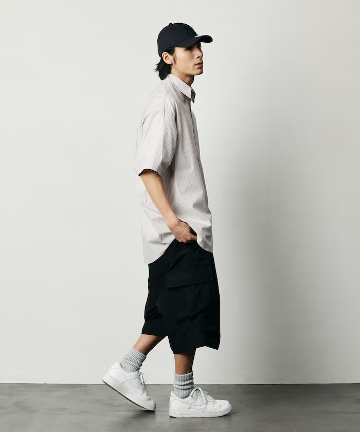 Quick Dry Fabric Wide Silhouette Poly Rip Cross Short Cargo Pants/UV Cut/Quick Dry 【Limited Release】