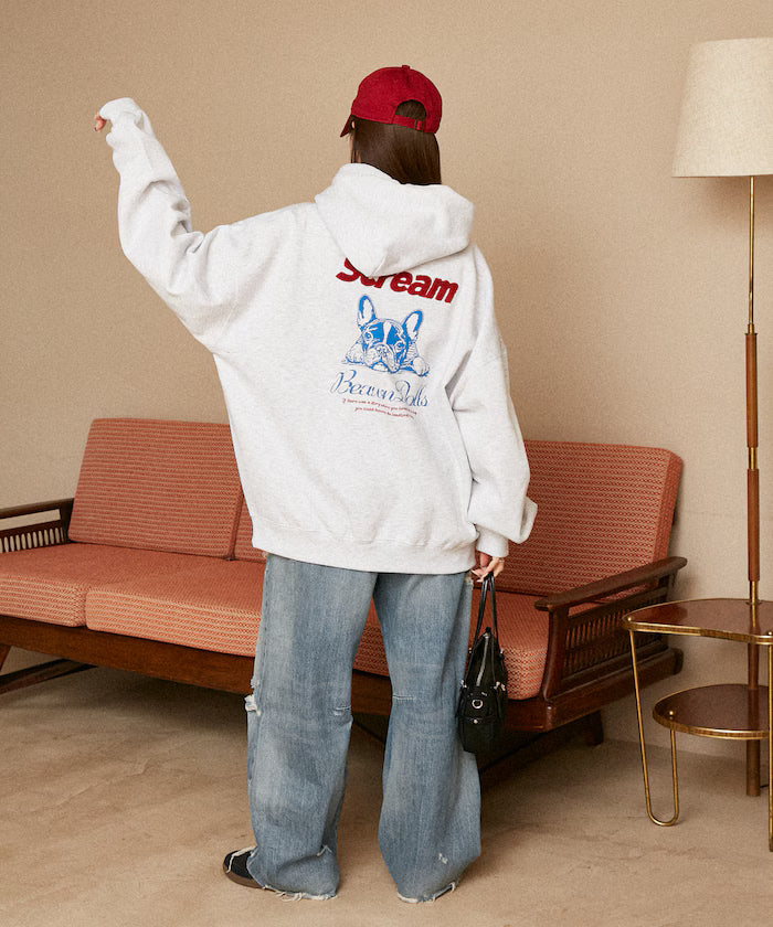 Sagara Embroidery French Bulldog Fleece-Lined Hoodie Limited Edition