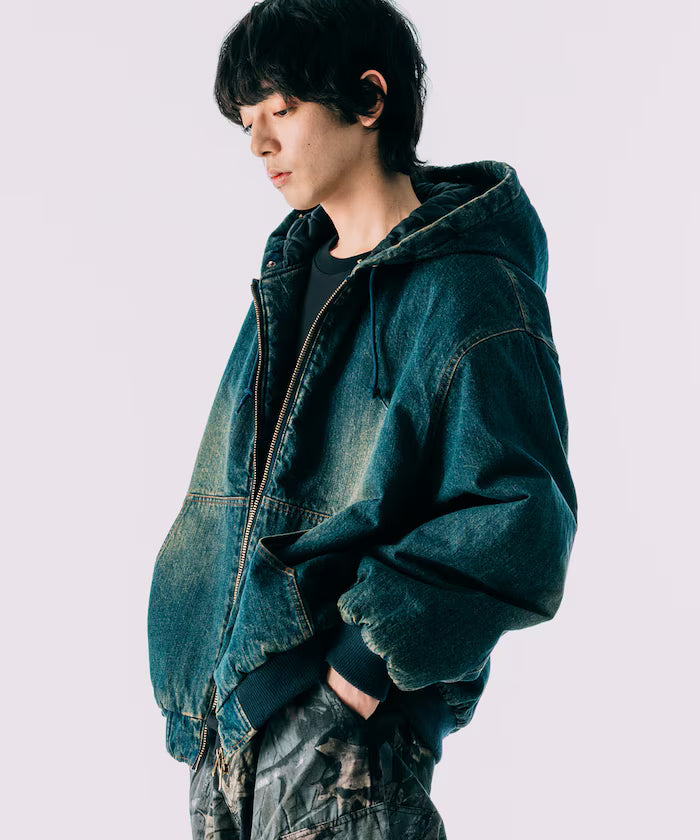 2way fake fur zip-up padded hooded jacket with detachable fur